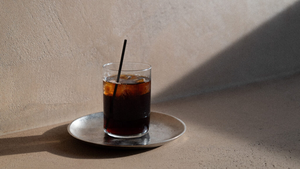 A glass filled with ice